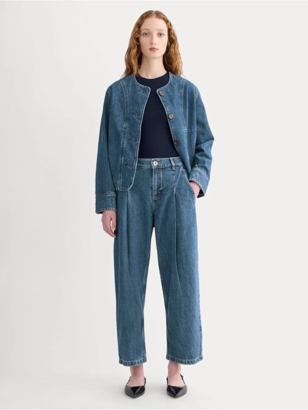 Everlane High Rise Pleated Jean